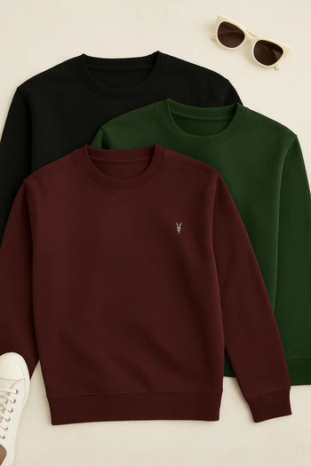 COMBİNE MİCHAİL Men's Long Sleeve Crew Neck 3-Piece Sweatshirt