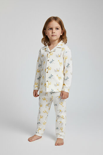 hepbaby White, Patterned Children's Pajama Set 100% Cotton Comfortable and Soft