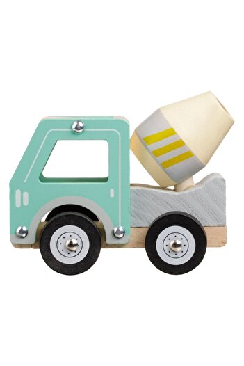 OEM Wooden Cement Mixer Toy Mint Green Gray with 4 Wheels 12.5x6.5x11cm