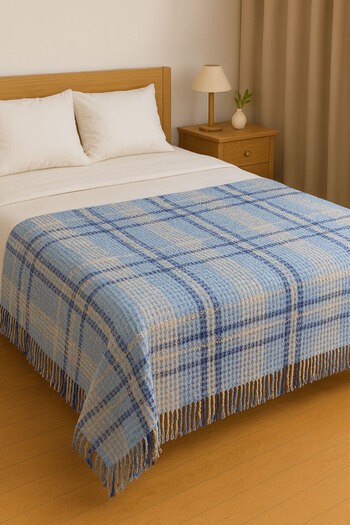 SİHİRLİ AYAKLAR Double Colorful Blanket Fringed Plaid Pattern Woven Scotch Blanket Scottish Blanket 180X220