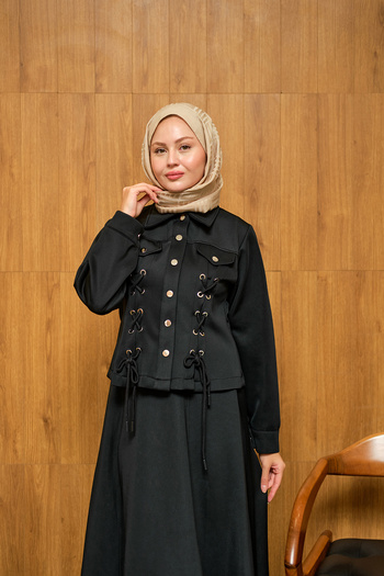 LOCCO Women's Menra Eyelet Detailed Suit Black