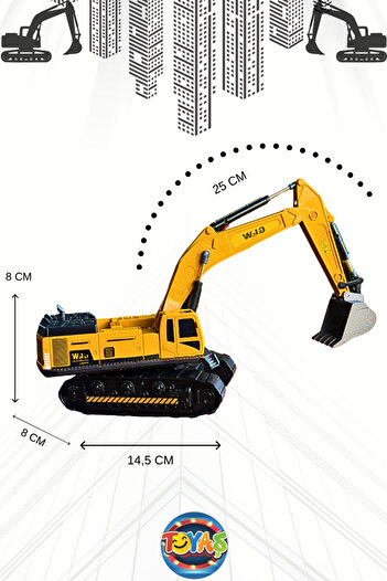 Toyaş Toy Crane Excavator Grab Metal Toy Engineering Vehicle Frictional Vehicles