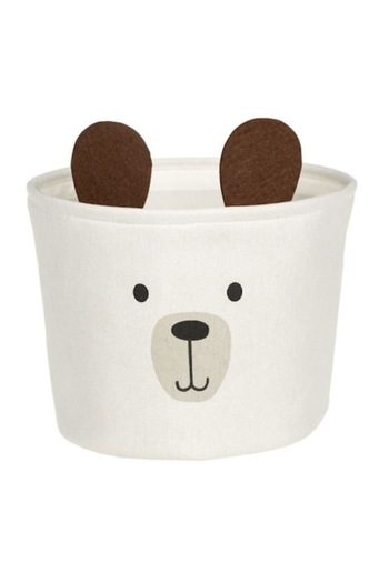 OEM Storage basket for children's room, 3D bear model, textile, ecru, Ø25x20cm