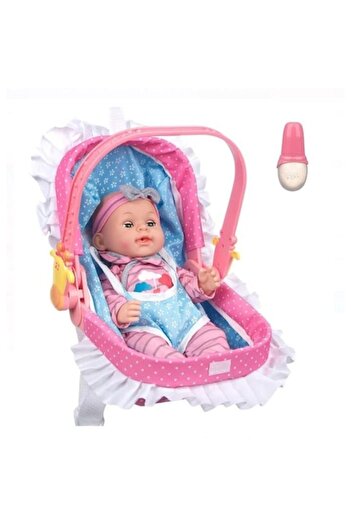 OEM Set support and baby doll for girls, 42 x 20 cm, makes pee, emits 10 sounds, bottle and batteries in