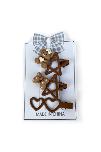 NOT GUILTY Girl's Clothespin Buckle - Brown Star Clothespin Buckle Set of 3