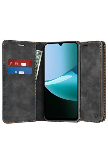 Techsuit Leather Case Xiaomi Redmi 15C 4G Confy Cover, Black