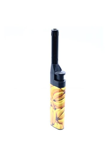OEM Gas lighter with adjustable flame button, refillable, lighter type, banana print, 14.5 cm