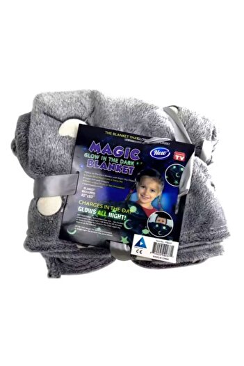 OEM Glow-in-the-Dark Blanket with Stars, Premium Soft Material, 120 x 150 cm, Gray