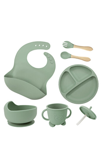 Ælements Baby Feeding Set 6 in 1 Ælements, BPA-Free Silicone, Green