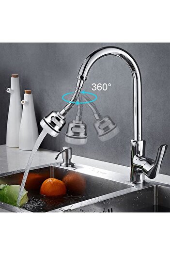 Naimeed Prelungitor flexibil pentru robinet 360° cu 2 moduri de pulverizare, D4414, argintiu