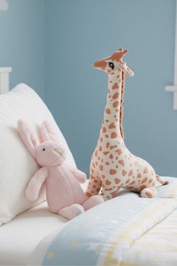 ROZİTOYS Set of 2 Plush Giraffe and Light Pink Rabbit Cute Toy Gift