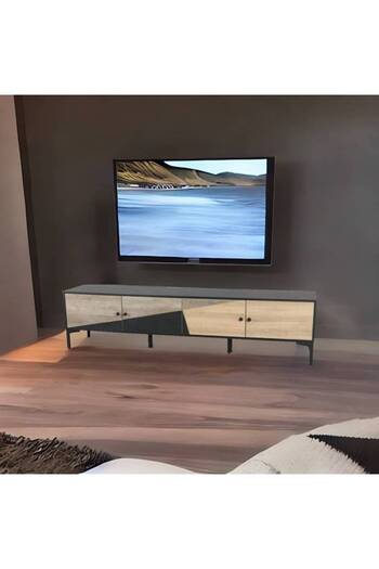 Crestj Multi-Shelf Wooden TV Table
