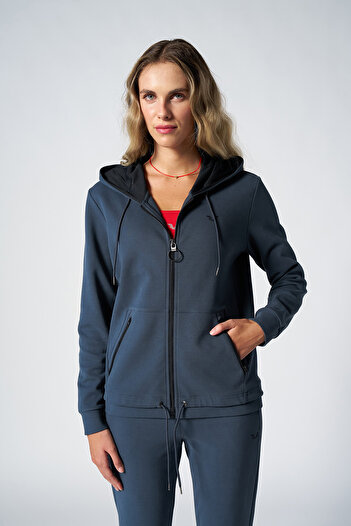 bilcee Women's Smoked Fashion Soft Textured Brushed Hooded Tracksuit Set 4037