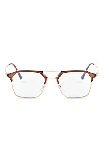 TomyHelf Unisex Retro Metal Gray Framed Angled Clear Glass Blue Light Filter Computer Glasses