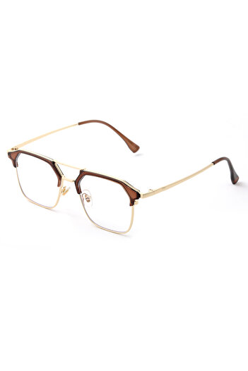 TomyHelf Unisex Retro Leopard Metal Framed Angled Clear Glass Blue Light Filter Computer Glasses