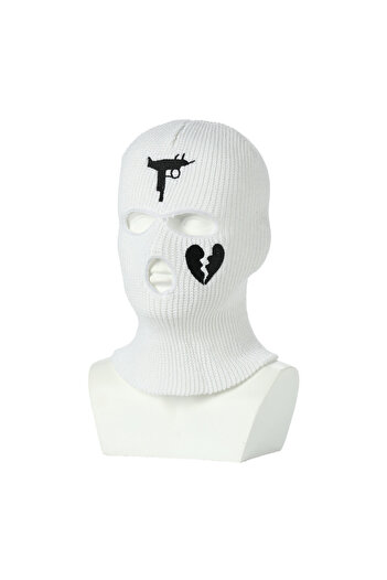 Tessero Unisex Hip Hop Balaclava, embroidered with gun and broken heart, universal size, three