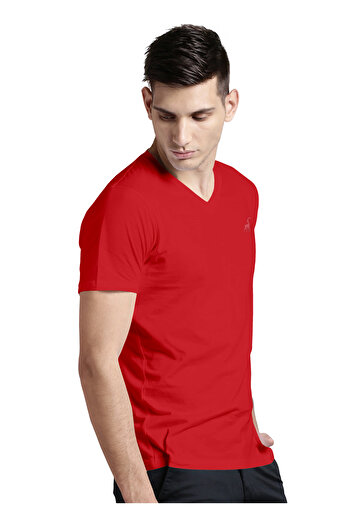LAUREN SMITH Men’s Premium Textured Cotton Lycra V Neck T-Shirt with High Definition Logo - Luxury Casual Tee