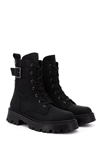 GÖNDERİ(R) Women / Girls Black Zippered Thick Heeled Boots