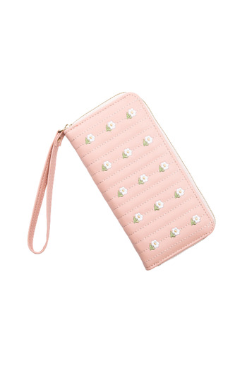 Tessero Rectangular women's wallet made of eco-leather, floral pattern, multiple compartments, handle, in