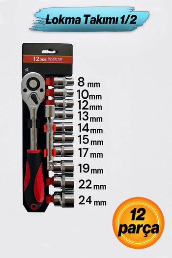 Badem10 Socket Set 1/2 12 Pieces Professional Quality Steel Material Wrench Set Long Lasting Use