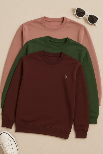 COMBİNE MİCHAİL Men's Basic Comfortable Casual Loose 3-Piece Sweatshirt