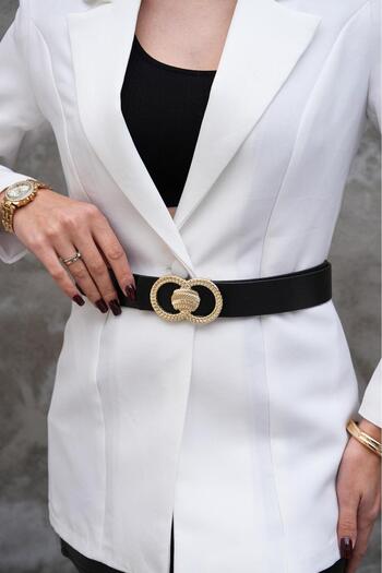 Mynoa Patterned Buckle Women's Belt, Jacket Belt, Trouser Belt,