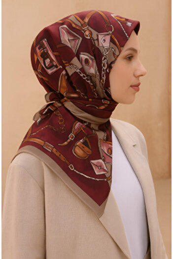 Belli Tivil Pure Silk Scarf 4205 - 04 Αφηρημένο σχέδιο σε σκούρο μπορντό