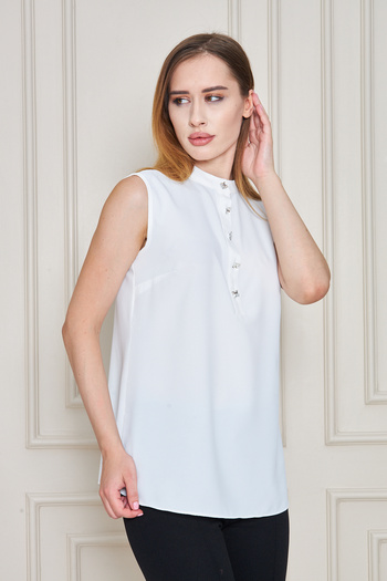 UNIQUE LADY Women's Elegant Blouse with Court Collar and Stone Button Detail - Suitable for Office & Everyday Wear