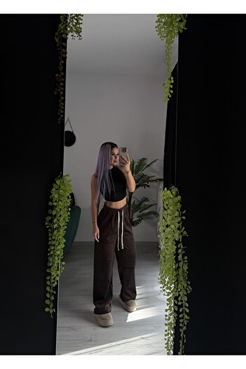 by SLA boutique Loose pants with elastic waist, adjustable drawstring, casual