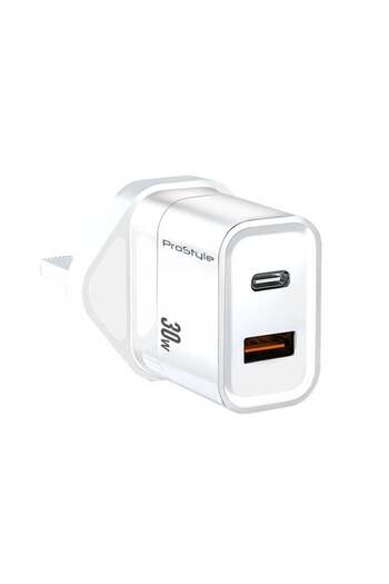 Prostyle 30W GaN Charger 2 Port Type C and USB PD Fast Charger Adapter