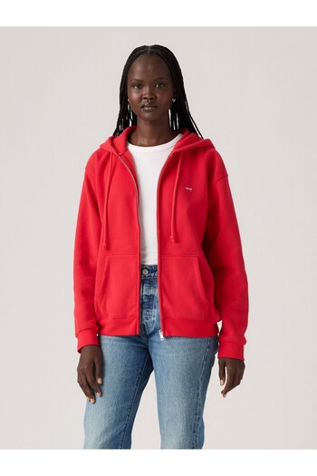 Levi's Women's Zippered Hooded Collar Red Sweatshirt 001U1-0002