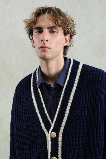GIESTO Dark Blue Cardigan with Gold Buttons