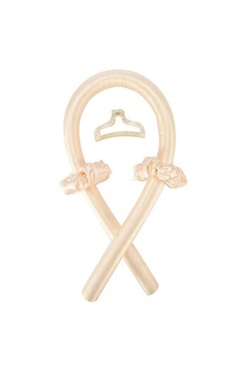 Tessero Foam Hair Curler Set for Heatless Curls, 2 Elastics, 1 Clip, Silk, Beige