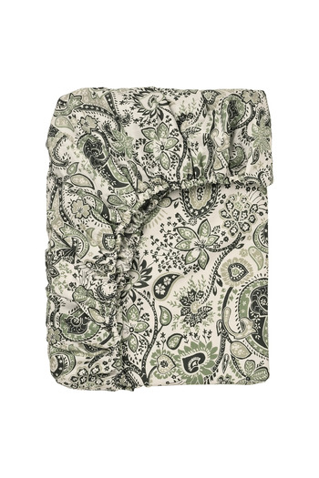 IKEA RODGERSIA Fitted Sheet – Green/White, 90x200 cm | Soft Cotton-Viscose Blend