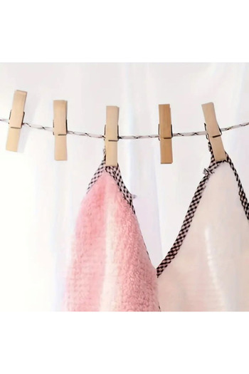 OEM Set of 20 Clothes Hooks, Wood/Bamboo, 6 x 1 cm