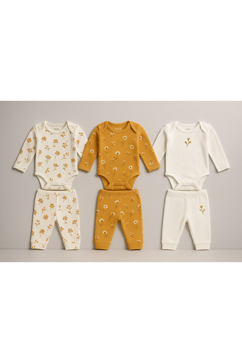 tinytrends Baby Girl Cotton Autumn 6-Piece Bodysuit and Bottom Set