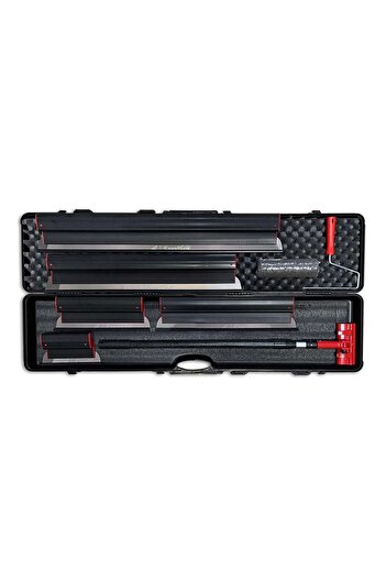 olejnik Set of 5 professional trowels, stainless steel, 25, 40, 60, 80, 100 cm, stand, telescopic handle 0.9-1.43 m
