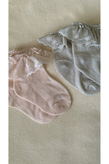Honeybeeatelier 2-Pack of Cotton Baby Socks