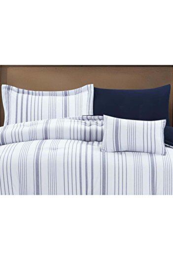 LAYLA Summer Striped Set, Single and Half, 140×200 cm, Navy Blue, 6 Pieces