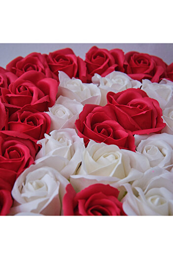 velve Eternal Floral Arrangement personalized with the letter B, in a round black box with 55 soap roses
