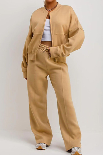 BARLİZ Women's Striped Casual Trendy Bomber Jacket Tracksuit Set
