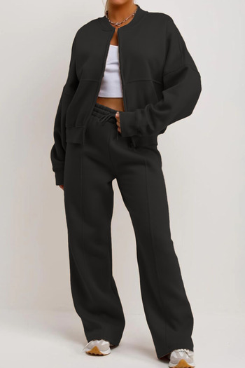 BARLİZ Women's Striped Casual Trendy Bomber Jacket Tracksuit Set