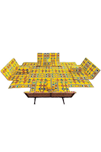 Cady One 5-piece ground mat, 200*300 cm, for 9 people, with 4 floor chairs and a cushion