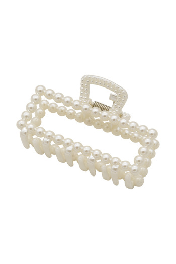 Tessero Rectangular plastic hair clip, clip-on, pearl pattern, universal size, al