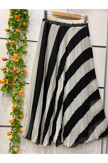 edu collection Striped Chiffon Bohemian A-Line Skirt with Lining