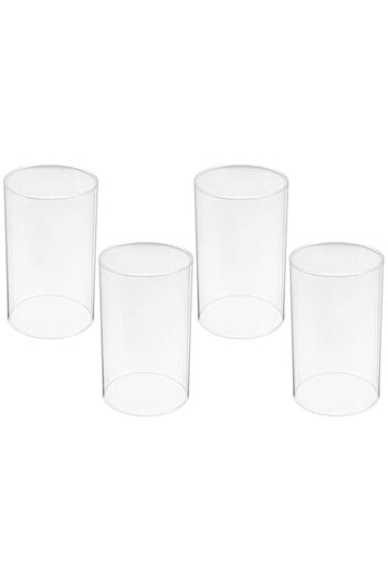 Generic Healifty 4pcs Hurricanes Candle Holder Sleeve Clear Glass Cylinder Open Both Ends Chimney Tube Open