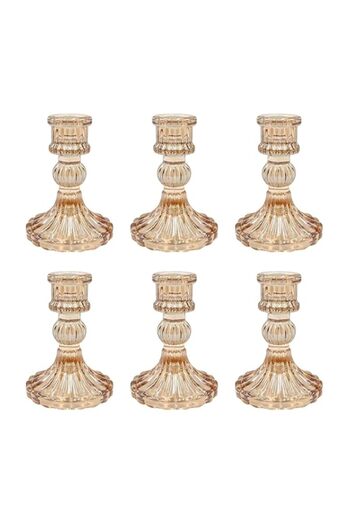 Generic IS MUHE Glass Candle Holder, Clear Candlestick Holder & Taper Candle Holder for Wedding Party Table