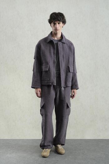 GIESTO Gray Jacket with Jacquard Pattern