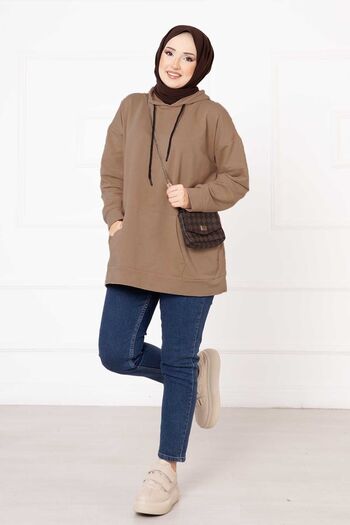 EBRUTESETTÜR Hijab Sweatshirt with Kangaroo Pocket
