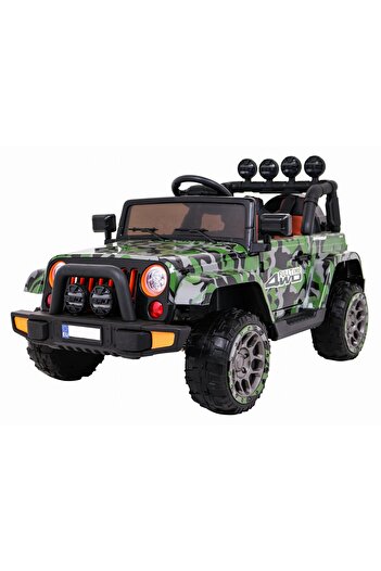 NOVOKIDS Full Time off-road 4WD electric car, EVA foam wheels, 2 seats, Army green